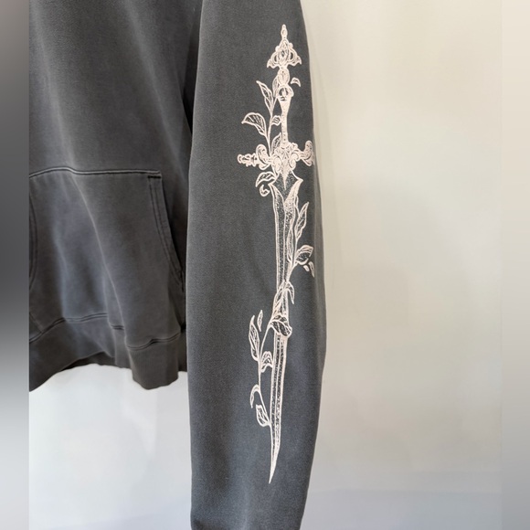 Valkyrae Dagger Hoodie Norse Mythology Valkyrie Gray Heavy All Over Print 2023 S - Picture 4 of 13